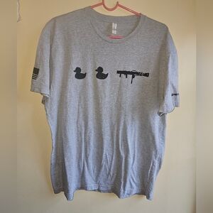 US Army Airborne Shirt Grey Mens‎ XL Cotton Duck Duck Goose Trigger Bazooka